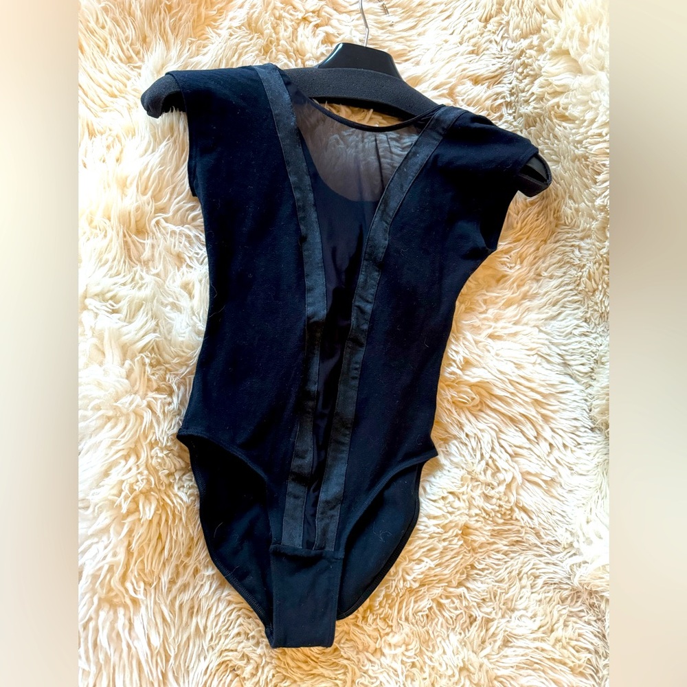 American Apparel black bodysuit with mesh insert